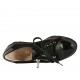 Zapato con cordones y cremallera en piel, gamuza y charol negro cuña 4 - Tallas disponibles:  42