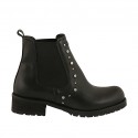 Bottines pour femmes avec élastiques et goujons en cuir noir talon 3