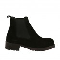 Woman's ankle boot with elastic bands in black suede heel 3