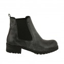 Bottines avec élastiques pour femmes en cuir noir à effet marbre talon 3