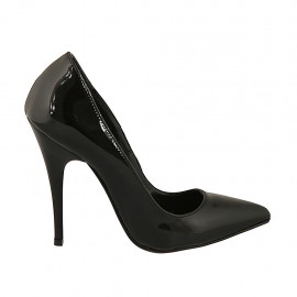 Escarpin pour femmes à bout pointu en cuir verni noir avec talon 11 - Pointures disponibles:  33, 42, 44, 46