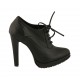 Woman's laced shoe with platform in black leather heel 11 - Available sizes:  31, 32, 34, 42