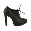 Zapato para mujer en piel negra con cordones y plataforma tacon 11