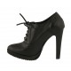 Woman's laced shoe with platform in black leather heel 11 - Available sizes:  31, 32, 34, 42
