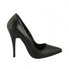 Decolté a punta da donna in pelle nera con tacco 11 - Misure disponibili: 31, 42, 46