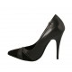 Escarpin pour femmes avec accessoire en daim et cuir noir talon 11 - Pointures disponibles:  42, 44, 46