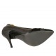 Zapato de salon con accessorio en piel y gamuza negra para mujer tacon 11 - Tallas disponibles:  42, 44, 46