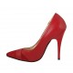 Decolté da donna con accessorio in pelle e camoscio rosso tacco 11 - Misure disponibili: 31, 42