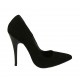 Zapato de salon a punta en gamuza negra para mujer con tacon 11 - Tallas disponibles:  31, 32, 42, 46