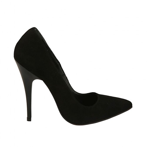 Decolté da donna a punta in camoscio nero tacco 11 - Misure disponibili: 31, 32, 42, 43, 46