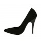 Zapato de salon a punta en gamuza negra para mujer con tacon 11 - Tallas disponibles:  31, 32, 42, 46