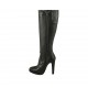 Woman's boot in black leather with zipper and platform heel 11 - Available sizes:  32