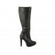 Stivale stringato da donna in pelle nera con cerniera e plateau tacco 11 - Misure disponibili: 31, 32, 33, 34, 42