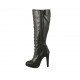 Stivale stringato da donna in pelle nera con cerniera e plateau tacco 11 - Misure disponibili: 31, 32, 33, 34, 42