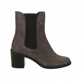 Stivaletto da donna con elastici in camoscio grigio tacco 6 - Misure disponibili: 34, 42, 45