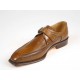 Men's elegant shoe with buckle in tan-colored leather - Available sizes:  37, 39, 43, 44, 47, 50, 51
