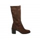 Stivale alto al polpaccio da donna in camoscio ed elasticizzato marrone tacco 6 - Misure disponibili: 42