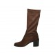 Botas de media caña para mujer en gamuza y material elastico marron con tacon 6 - Tallas disponibles:  42