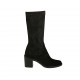 Woman's calf-high boot in black suede and elastic material heel 6 - Available sizes:  32