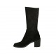 Woman's calf-high boot in black suede and elastic material heel 6 - Available sizes:  32