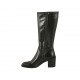 Botas de media caña para mujer en piel negra con cremallera tacon 6 - Tallas disponibles:  42