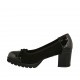 Decolté da donna con fiocco in vernice e camoscio nero tacco 5 - Misure disponibili: 32, 43