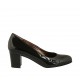 Zapato de salon para mujer en charol negro tacon cuadrado 5 - Tallas disponibles:  32, 34