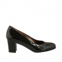 Escarpin pour femmes en cuir verni noir talon carré 5