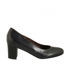 Zapato de salon en piel de color azul para mujer tacon 5 - Tallas disponibles:  32, 34