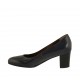 Woman's pump in blue leather heel 5 - Available sizes:  32, 34