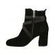 Stivaletto da donna con cerniera e fibbia in camoscio e pelle nera tacco 7 - Misure disponibili: 43, 44