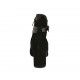 Botines para mujer con cremallera y hebilla en gamuza y piel negra tacon 7 - Tallas disponibles:  43, 44