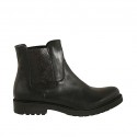 Woman's ankle boot in black leather with printed elastic bands heel 3