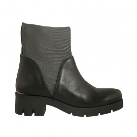 Stivaletto da donna con elastico grigio in pelle nera tacco 5 - Misure disponibili: 43, 44, 45