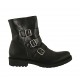 Bottines pour femmes avec fermeture éclair et trois boucles en cuir noir talon 3 - Pointures disponibles:  45, 46