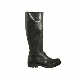 Bota para mujer en piel de color negro con cremallera interna tacon 3 - Tallas disponibles:  42