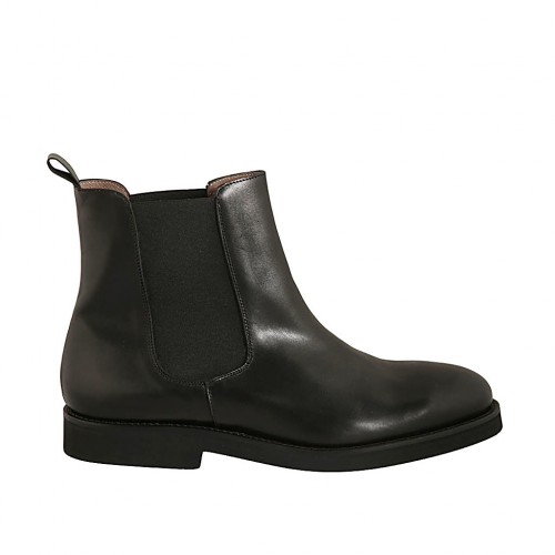 Stivaletto da uomo in pelle nera liscia con elastici laterali - Misure disponibili: 47, 50, 51