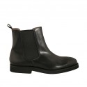 Bottines pour hommes en cuir lisse noir et avec élastiques latérales