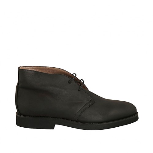 Zapato alto al tobillo con cordones para hombre en piel negra - Tallas disponibles:  48, 50