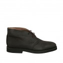 Men's ankle-high laced shoe in black leather