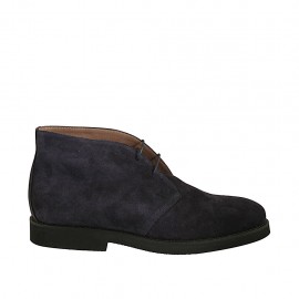 Knöchelhoher sportlicher Herrenschuh mit Schnürsenkeln aus blauem Wildleder - Verfügbare Größen:  46, 47, 48, 50