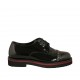 Damenderbyschuh mit Schnürsenkeln, Nieten und Kappe aus schwarzem Lackleder Absatz 3 - Verfügbare Größen:  33, 34