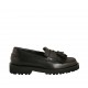 Mocassino da donna con nappine in pelle nera tacco 3 - Misure disponibili: 33
