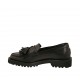 Mocassino da donna con nappine in pelle nera tacco 3 - Misure disponibili: 33