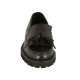 Mocasino para mujer con borlas en piel negra tacon 3 - Tallas disponibles:  33