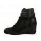 Scarpa stringata da donna con cerniera e fibbia in pelle, camoscio e camoscio stampato nero e maculato zeppa 6 - Misure disponibili: 43, 44