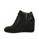 Scarpa stringata da donna con cerniera in pelle e camoscio nero zeppa 6 - Misure disponibili: 34, 42, 43, 44