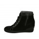 Zapato con cordones y cremallera en gamuza, piel y charol negro cuña 6 - Tallas disponibles:  43