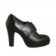 Chaussure à lacets pour femmes en cuir noir avec plateforme talon 9 - Pointures disponibles:  42, 43