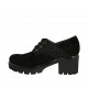 Zapato cerrado para mujer con cordones en gamuza y gamuza imprimida moteada negra tacon 5 - Tallas disponibles:  33, 34, 42, 43, 44
